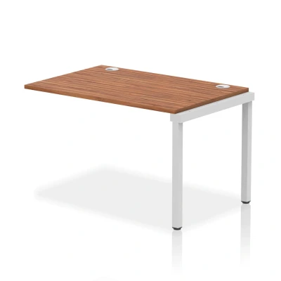 Image of Impulse Bench Single Row Ext Kit 1200 Silver Frame Desk Walnut