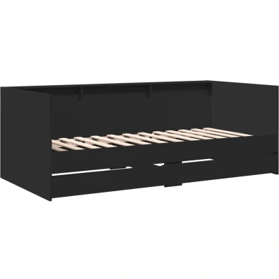 Image of vidaXL Daybed with Drawers without Mattress Black 100x200 cm