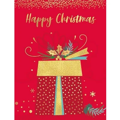 Image of Piccadilly Greetings Christmas Card Open Big gift 8 x 6 inches