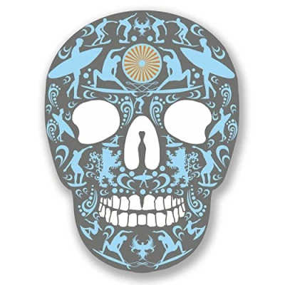 Image of 2 x Surf Sugar Skull Sticker Car Bike iPad Laptop Decal Surfer Hawaii #4149 (7.5cm Wide 10cm Tall)