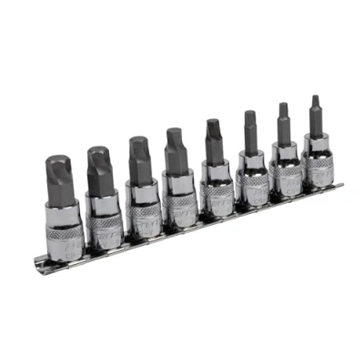 Image of Sealey Premier Hex Socket Bit Set Lock On™ 8pc 3/8&quot;Sq Drive Metric