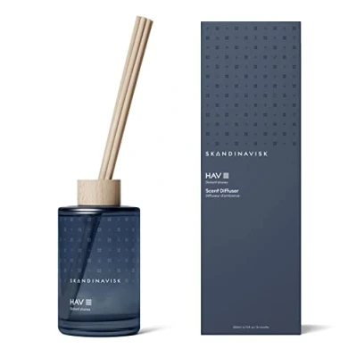 Image of Skandinavisk HAV &#039;Sea&#039; Reed Diffuser with 8 Reeds. Lasts +3 Months. Fragrance Notes: Salt Spray and Sea Kelp, Hawthorn Beach Rose. 200 ml