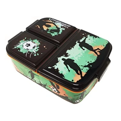 Image of Theonoi Children&#039;s Lunch Box Sandwich with Compartments Dividers Nursery Made of Plastic BPA Free (Football Soccer)