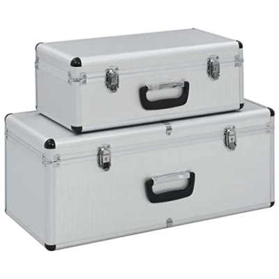 Image of &quot;vidaXL Silver Aluminium Storage Cases Portable Toolboxes with Secure Locks, Scratch Resistant Lining and Practical Design&quot;