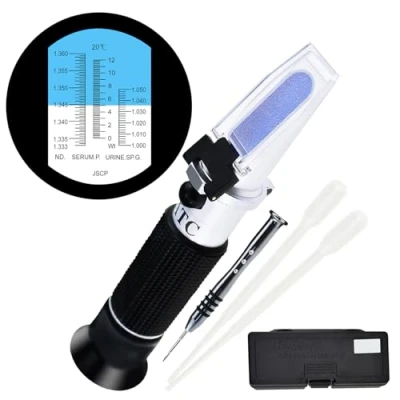 Image of 3 in 1 Scale Clinical Refractometer with 10 30C ATC, Serum Protein 0 12g/dl, Urine Specific Gravity 1.000 1.050, Refractive Index 1.333 1.360 RI for Human Use.