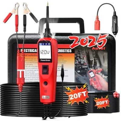 Image of Autel PowerScan PS100 Power Circuit Probe Tester Kit, 12V 24V Electrical System Diagnostic Tool, Automotive Tester, Read AC/DC Current Resistance, Built in Breaker, 20ft Cord
