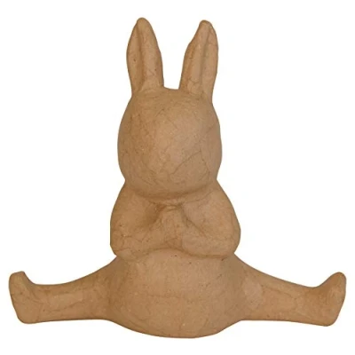 Image of Décopatch Ref SA224C Yoga Rabbit Papier Maché Object to Decorate 8 x 18.5 17cm with Papers &amp; PaperPatch Glue, Glitter, Paints