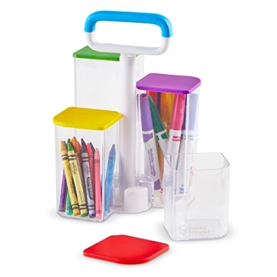 Image of Learning Resources Create a Space See Thru Storage Caddy, Classroom Organisation, School Supplies Organiser, Desk Pen Holder, 9 Pieces