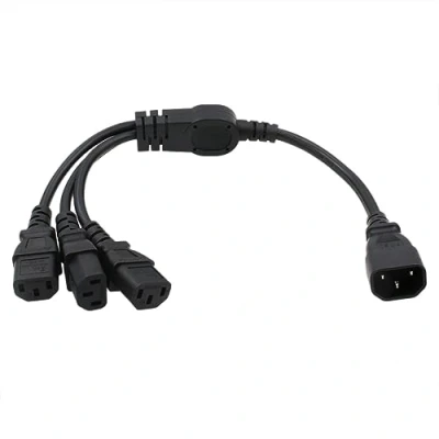 Image of HangTon IEC320 C14 to 3 x C13 Power Splitter Cord 10A 250V Extension Cable 12 inches for UPS PDU Computer PC Monitor Server