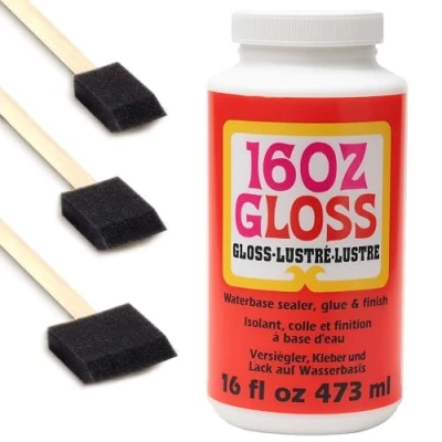 Image of 16oz Mod Podge Gloss Finish Glue Sealer With 3 Foam Brushes For Decoupage Modelling Craft Non Toxic