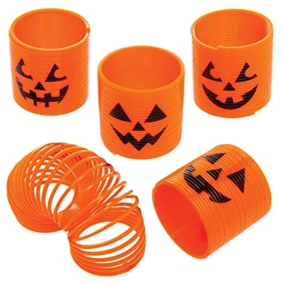 Image of Baker Ross AW944 Halloween Mini Pumpkin Slinky Toy Spring (Pack of 8), Assorted, Small