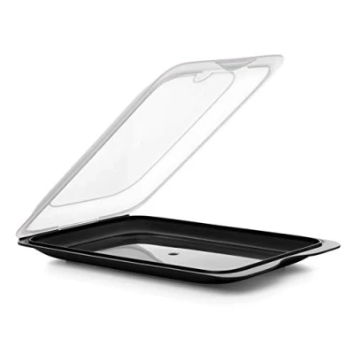 Image of TATAY Cold Cuts &amp; Meats Storage Fresh, BPA Free, Reusables, Stackables, Dishwasher MWO, 1 Piece, Black/White, Measures 17 cm x 3.2 25.2