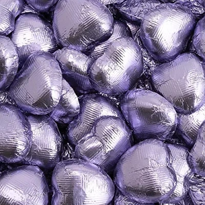 Image of Italian Options Milk Chocolate Foiled Hearts, 150 Chocolates, Lilac Foil