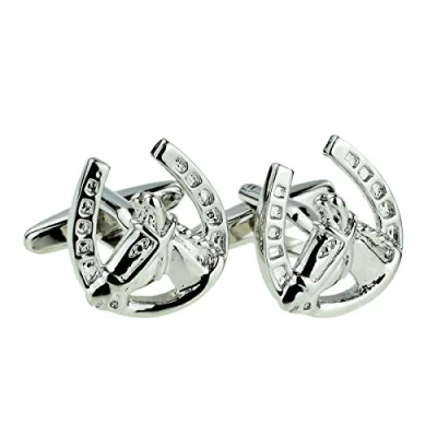 Image of Lucky Horseshoe &amp; Horses Head Cufflinks Presented in a Cufflink Box