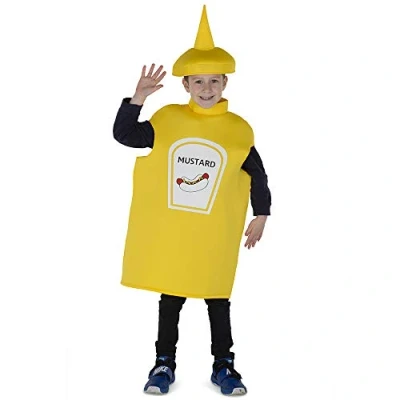 Image of Dress Up America Yellow Mustard Bottle Costume for Kids Includes: Tunic and hat