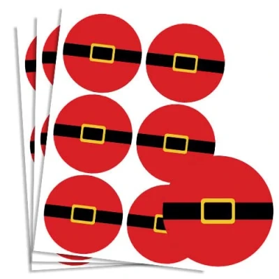Image of Christmas Santa Belt Round Stickers 95mm Sheet of 6