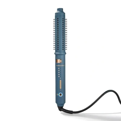 Image of mdlondon WAVE Heated Barrel Brush (Casal Blue) Hot for Short Hair or Long Hair, with 5 Heats + Retractable Bristles, Round Genuine Styling Appliances