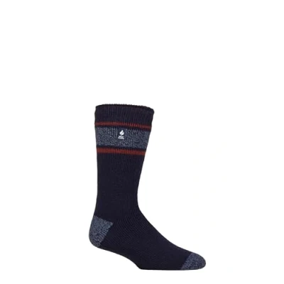 Image of Mens 1 Pair SOCKSHOP Heat Holders 2.3 TOG Patterned and Plain Thermal Socks Fraser Navy / Denim 6 11