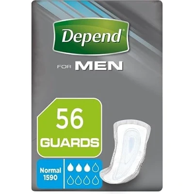 Image of Depend Men&#039;s pads, maximum absorbency, incontinence protection, 56 pads (packaging may vary)