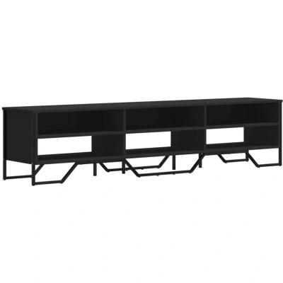 Image of vidaXL TV Cabinet Stand Unit Engineered Wood/Metal, Black, 180 x 34 41 cm Ample Storage, Modern Entertainment Centre for Living Room/Bedroom, Sturdy Top