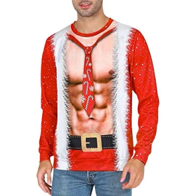 Image of COSAVOROCK Ugly Christmas Sweater Mens Womens Xmas Jumpers Pullover Sweatshirt L