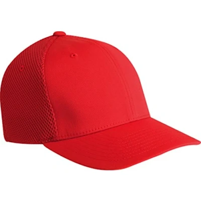 Image of Flexfit Men&#039;s Ultrafibre Airmesh Fitted Trucker Hat, Red, L XL