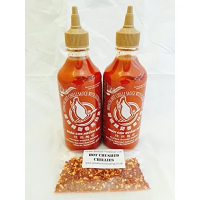 Image of Sriracha Chilli Sauce with Extra Garlic Twin Pack Great British Trading Hot Crushed Chillies