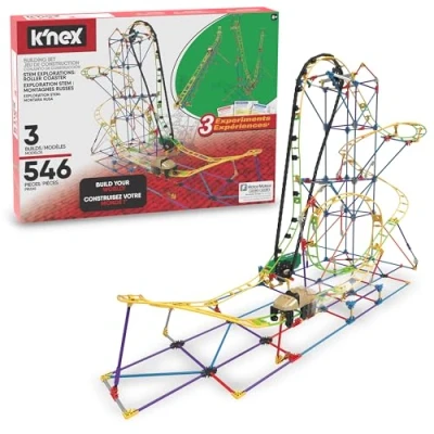 Image of K&#039;NEX STEAM Education Roller Coaster Building Set Educational Toys for Kids, 546 Piece STEM Learning Kit, Engineering Construction Kids Aged 8+ Basic Fun 77077