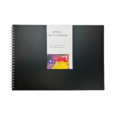 Image of BLUE ACORN A3 Landscape Spiral Bound Sketchbook 35 Sheets 150gsm Multipurpose Cartridge Paper Ideal for Light Washes of Paint, Pencils &amp; Sketching