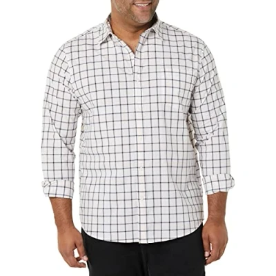 Image of Amazon Essentials Men&#039;s Long Sleeved Regular Fit Stretch Poplin Shirt, Pink White Buffalo Plaid, XS