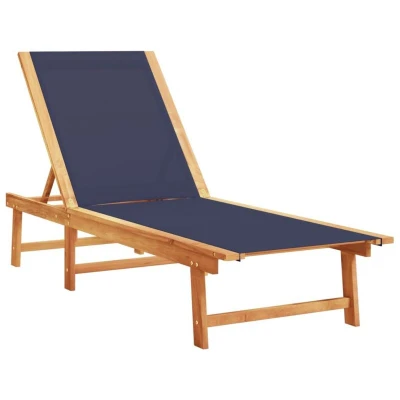 Image of vidaXL Sun Lounger Blue Solid Wood Acacia and Textilene