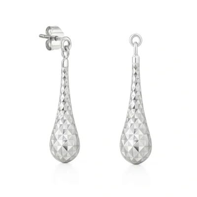 Image of Carissima Gold Women&#039;s 9 ct White 5.5 x 23.5 mm Diamond Cut Teardrop Earrings