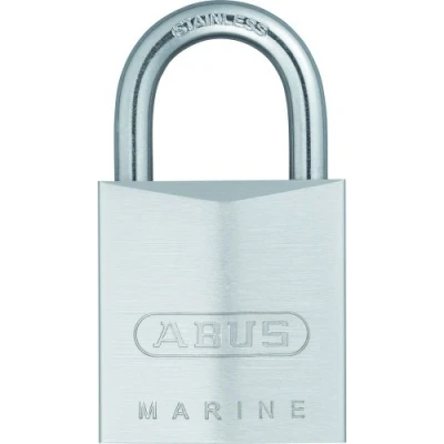 Image of ABUS Marine padlock 75IB/30 weatherproof brass lock body with nickel pearl coating security level 5 silver