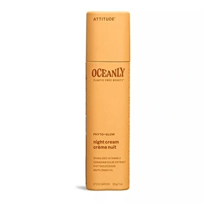 Image of ATTITUDE Oceanly Night Cream Stick, EWG Verified, Plastic free, Plant and Mineral Based Ingredients, Vegan Skin Care Products, PHYTO GLOW, Unscented, 30 grams