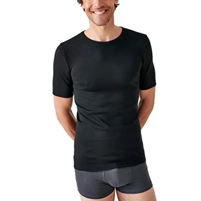 Image of Damart Men&#039;s T Shirt Manches Courtes Maille Classique Thermolac Thermal Top, Black, XS