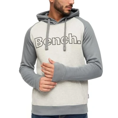 Image of Bench Mens Manchini Pullover Hooded Sweatshirt Hoodie Steel Grey M