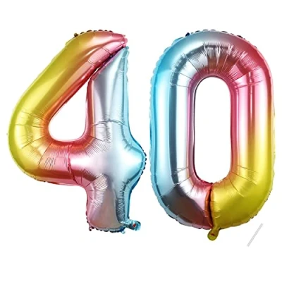 Image of Number Balloons 40,Rainbow 40 Balloon Inch Giant Helium Foil for Boys Girls 40th Birthday Party Decor Anniversary Decorations Supplies