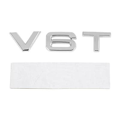 Image of Areyourshop V6T Emblem Badge Fit For Au di A1 A3 A4 A5 A6 A7 Q3 Q5 Q7 S6 S7 S8 S4 SQ5 Chrome