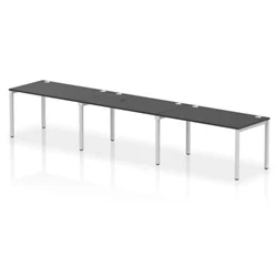 Image of Impulse Bench Single Row 3 Person 1400 Silver Frame Desk Black