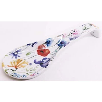 Image of Wildflowers Meadow Spoon Rest Medium 22 cm Ceramic Porcelain Multi Floral Hand Decorated in UK