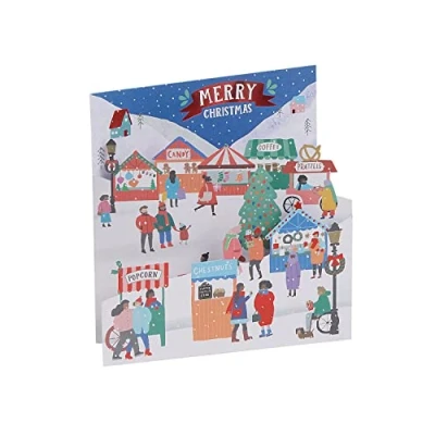 Image of Box of 8 Xmas Market Alzheimer&#039;s Society Charity Christmas Cards Luxury Quality 556955