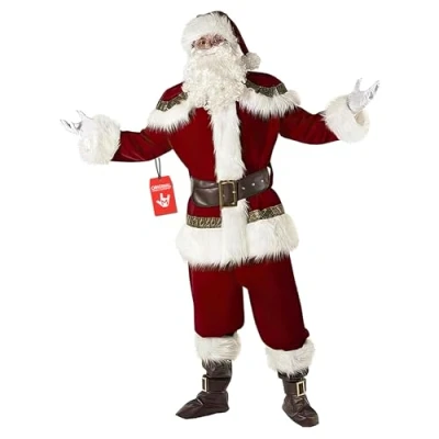Image of Morph Luxury Santa Costume Adult, Deluxe Claus for Men, Father Christmas Fancy Dress, Outfit Suit