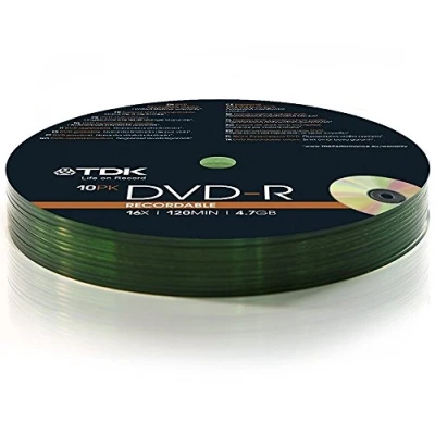 Image of TDK® DVD R DVDR 16x Speed 4.7 GB 120 Min Video 10 Pieces 10pcs Blank Media Discs DVDs Pack (4 Packs (40 DVDs))