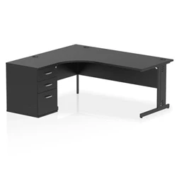Image of Impulse 1800 LH Crescent Desk Black/Black Cable Managed Leg 600 DH Ped