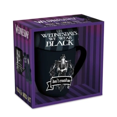 Image of Pyramid International Wednesday MUG &amp; SOCK SET [WEAR BLACK] Stylish Design, Includes Cozy Black Socks, Awesome Gift for Fans, Durable and Microwave Safe, Great Embracing Your Dark Side