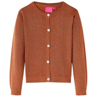 Image of vidaXL Kids&#039; Cardigan Knitted Cognac 104