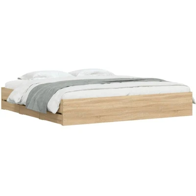 Image of vidaXL Bed Frame with Drawers without Mattress Sonoma Oak 200x200 cm