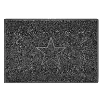 Image of Nicoman Star Embossed Shape Door Mat Dirt Trapper Washable Barrier Doormat Dark Grey (Watertight Rubber Back) Large (90x60cm)