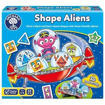 Image of Orchard Toys Shape Aliens Game, Space themed Board Family Fun, Perfect for Kids Age 3 6