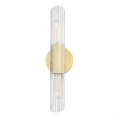 Image of Cecily 2 Light Small Wall Sconce Brass, Glass